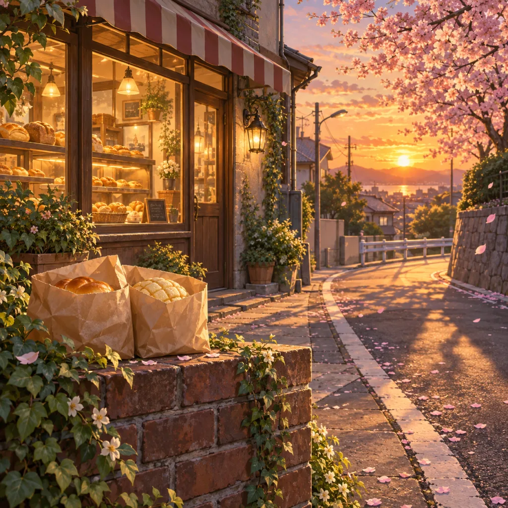 パン屋の角を曲がるまでの画像